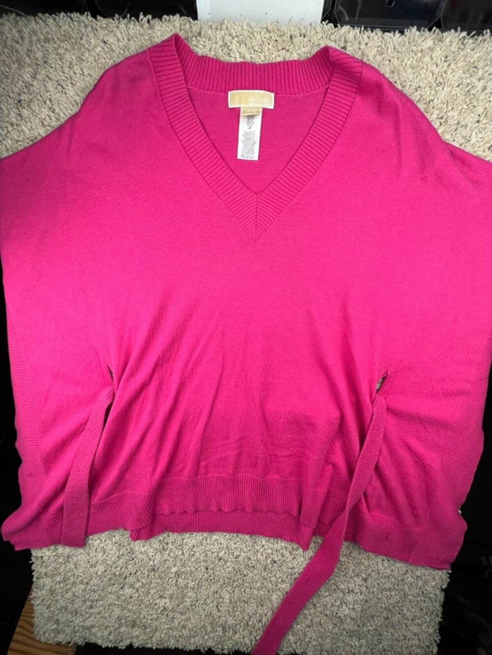 Michael Kors RABBIT Knit Poncho Sweater Small Medium Pink Oversized